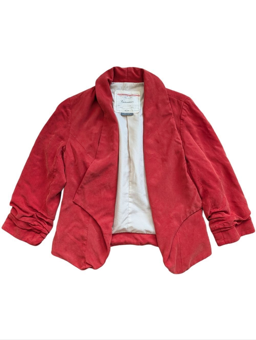 Anthropologie Cartonnier Womens Burnt Orange Open Front Blazer Jacket Size 6